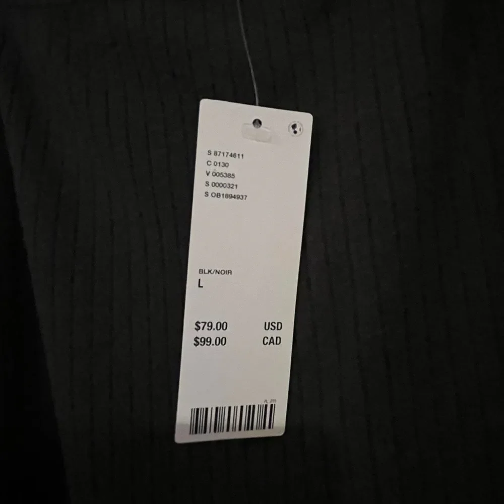 Silence +‎ Noise Off the Shoulder Black Knit Midi Dress Large NWT